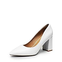 DREAM PAIRS Women's High Chunky Pointed Closed Toe Block Heels Wedding Classic Slip On Dress Pumps Shoes