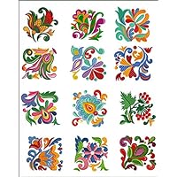 ABC Embroidery Designs Set - Folk Quilt Blocks 12 Machine Embroidery Designs - 4