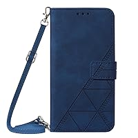 Moto G52 Case with Strap Crossbody Shoulder Strap Adjustable Length Smartphone Cell Phone Drop Prevention Card Storage Simple Anti-Slip Drop Protection Cover for Moto G52 Side Opening Blue