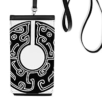 China Culture Spring Autumn Warring States Phone Wallet Purse Hanging Mobile Pouch Black Pocket