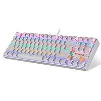 Redragon K552 Mechanical Gaming Keyboard RGB LED Rainbow Backlit Wired Keyboard with Red Switches for Windows Gaming PC (87 Keys, White) (Renewed)