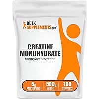 BULKSUPPLEMENTS.COM Creatine Monohydrate Powder - 5g of Micronized Creatine Powder per Serving, Creatine Pre Workout, Creatine for Building Muscle, Creatine Monohydrate 500g (500 Grams - 1.1 lbs)