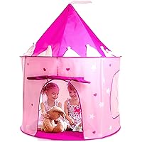 Play Tent Princess Castle Pink - Features Glow in The Dark Stars - Portable - Kids Pop Up Tent Foldable Into A Carrying Bag - Indoor and Outdoor Use - Original
