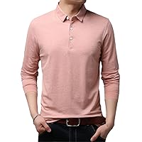 Men Slim Fit Polo Shirts, Long Sleeve Cotton Polo, Solid Spring Male Casual Tops