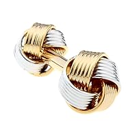 Knot 2 Two Tone Dual Ends Pair Cufflinks in a Presentation Gift Box & Polishing Cloth