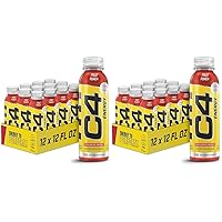 C4 Energy Non-Carbonated Zero Sugar Energy Drink, Pre Workout Drink + Beta Alanine, Fruit Punch, 12 Fl Oz (Pack of 24)
