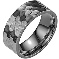 Jude Jewelers 8mm Stainless Steel Classical Simple Plain Hammered Wedding Band Ring