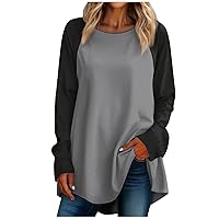 Tops for Women Trendy,Women's Casual Plus Sizelong Sleeved Round Neck Gradient Printing T-Shirt Top Pullover