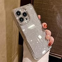 Litter Phone Case for iPhone 15 14 Plus 12 13 11 Pro Plating Bling Diamond Back Cover,Silver,for iPhone 11