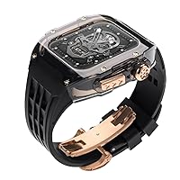 Transparent Glacier Watch Case Mod Kit，For Apple Watch 44mm 45mm，Rubber Watch Band+Watch Case，For iWatch Series 8 7 45mm 6 5 4 SE 44mm Silicone Watch Strap