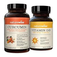 Curcumin Turmeric 2250mg | 95% Curcuminoids & BioPerine Black Pepper Extract Vitamin D3 5000iu (125 mcg) Healthy Muscle Function, and Immune Support,