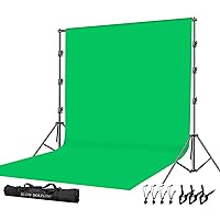 SLOW DOLPHIN Photo Video Studio 10 x12ft 100% Cotton Muslin Chromakey Green Screen Backdrop with 10 x 10ft Stand Photography Background Support System Kit Clamp, Carry Bag