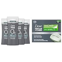DOVE MEN + CARE Deodorant Stick for Men Aluminum free deodorant Eucalyptus+Birch & 3 in 1 Bar Cleanser for Body, Face, and Shaving Extra Fresh Body and Facial Cleanser