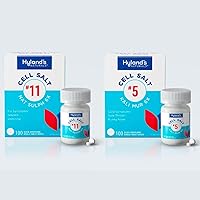 Bundle of Hyland's #11 Natrum Sulphuricum 6X Cold & Flu Medicine, Nausea Relief + #5 Cell Salt Kali Muriaticum 6X Sore Throat Relief, Natural Treatment Runny Nose, and Burns Cell Salts, 100 Count Each