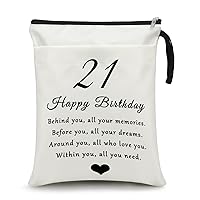 21st Birthday Gifts for Daughter Makeup Bag Book Sleeve 21 Year Old Birthday Gifts for Her Cosmetic Bag Book Protector Pouch Gifts for Girls Turning 21 Born in 2003 Happy Birthday Gifts for Sister