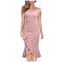 Sexy Dresses for Women Summer 2024 Off Shoulder Encanto Dresses Light Elegant Fancy Dress V-Neck Flowy Dresses