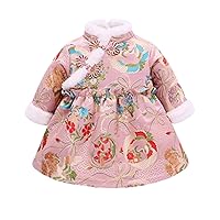 Autumn and Winter Girls' Dresses,Children's Chinese Style Thicken and Velvet New Year Clothes.