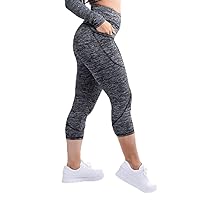 Mid-Rise Capri Fitness Leggings with Side Pockets Grey