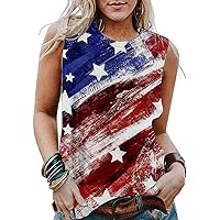 4th of July Tank Tops for Women American Flag Sleeveless Shirt Summer Patriotic Shirts Tees