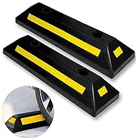 VaygWay Heavy Duty Rubber Parking Curb Guide –Car Parking Block - 2 Pcs Driveway Car Garage Wheel Stopper- Professional Grade Parking w/Yellow Reflective Tape Curb– Universal (Black + Yellow 2 Pc.)
