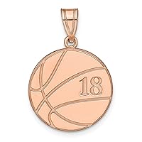 14K Rose Gold Basketball Customize Personalize Engravable Charm Pendant Jewelry Gifts For Women or Men (Length 0.7