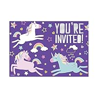 Unique Magical Purple Unicorn Invitations (Pack of 8) - Perfect for Kids Birthdays & Special Events