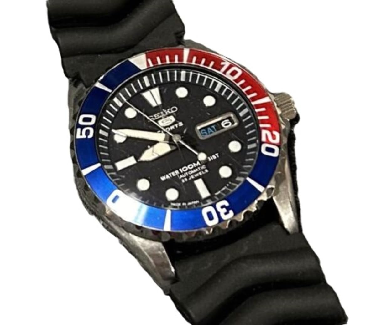 BEZEL INSERT COMPATIBLE WITH SEIKO 5 SEA URCHIN SNZF15K1,SNZF17 WATCH AUTO DIVER BLUE/RED