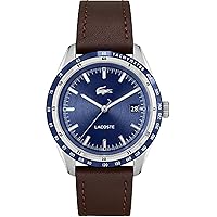 Lacoste Men's Navy DIAL Brown Leather Watch - 2011310, Blue, Modern