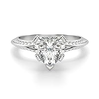 Riya Gems 3.25 CT Heart Moissanite Engagement Ring Colorless Wedding Bridal Solitaire Halo Style Solid Sterling Silver 10K 14K 18K Solid Gold Promise Ring Gift for Her