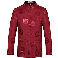 ZooBoo Mens Chinese Traditional Long Sleevs Costume Martial Art Kung Fu Tops