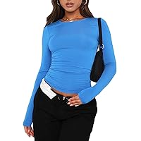 Women Basic Long Sleeve Tops Crewneck Tight Tee Shirts Slim Fit Going Out Tops Teen Girl Aesthetic Clothes Streetwear