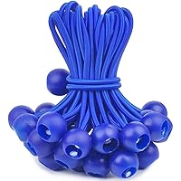 PerkHomy 30 PCS Ball Bungee Cord 6 Inch Heavy Duty Bungie Cord Balls for Tarp Tie Down Canopy Camping Tents Cargo Holding Wire Hoses Patio Umbrellas Awning (30pc Blue)