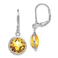 925 Sterling Silver Dangle Polished Leverback Citrine Earrings Measures 28x11mm Wide Jewelry for Women