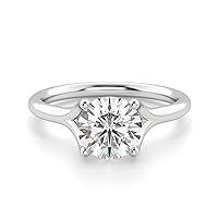 Kiara Gems 2 CT Round Moissanite Engagement Ring, 10K 14K 18K Solid Gold Moissanite Diamond Ring 925 Sterling Silver Solitaire Engagement Rings, Wedding Rings, For Women