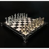 Chess Set ​Metal Casting Mythology Handcrafted Chess Pieces Handmade Wooden Chess Board 10