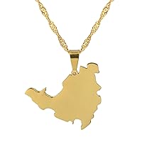 Map of Sint Maarten Pendant Necklaces - Charm Africa Ethnic Maps Flag Thin Chain Necklaces, Patriotic Gold Color Map Hip Hop Jewelry for Women Men Party Gift