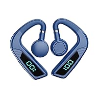 V18 Wireless Digital Display Bluetooth Headset 5.2 Business Driving Noise Reduction Large Power Sports Universal Painless wear (Blue TWS)