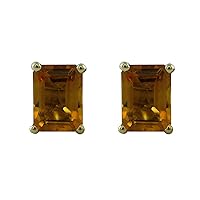 Citrine Cushion Shape Gemstone Jewelry 10K, 14K, 18K Yellow Gold Stud Earrings For Women/Girls