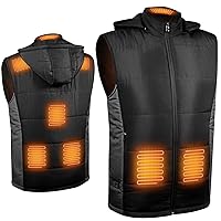 Heated Vest for Women Men with Battery Pack Included, Unisex Heated Clothing with Detachable Hood,8 Heating Zones