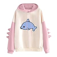 Hoodies for Teen Girls Womens Funny Cute Animal Sweatshirt Kawaii Hoodie Casual Patchwork Tops Fall Winter Clothes