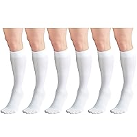 30-40 mmHg Compression Stockings for Men and Women, Knee High Length, Closed Toe White Medium (6 Pairs)