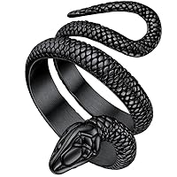 ChainsHouse Men Women Stainless Steel/18K Gold Plated/Black Snake Ring, Retro Punk Gothic Jewelry Antique Octopus Serpent Reptile Rings, Offer Customized Service(with Gift Box)
