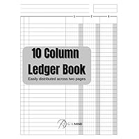 10 Column Ledger Book - BookFactory - Accounting Ledger - Notebook Ten Columns easily distributed across two pages - Columnar Accountant Book Format - over 100 pages, 8