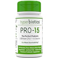 Hyperbiotics Pro 15 Probiotic | Patented Time Release Pearls | 15 Strains | Probiotics for Women, Men, Adults | Digestive and Immune Support | Vegetarian, Dairy & Gluten Free (60 Count)