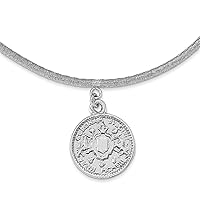 2.26mm 925 Sterling Silver Rhod Plat Polished Elizabeth Ii Medal With 1.5 In Ext. Necklace Jewelry Gifts for Women - 43 Centimeters