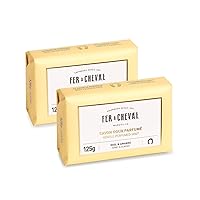 Fer à Cheval Honey Almond Bath Soap Bars 125g (Pack of 2) - Gentle, All-Natural Body Soap for Men and women - Infused with Shea Butter and Sweet Almond Oil for Nourishing Skin Care