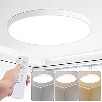 36W Flush Mount Ceiling Light Fixture White, 19.7 Inch Dimmable Ceiling Light with Remote, 2700lm, 3000-6500K Modern LED Light Fixture for Bedroom, Kitchen