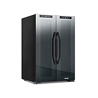 NewAir 12 Bottle 39 Can Wine Cooler Refrigerator | Shadow Series | Dual Temperature Zones, Freestanding Mirrored Wine and Beverage Fridge with Double-Layer Tempered Glass Door & Compressor Cooling