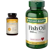 Vitamin D3 2000iu (50 mcg) Healthy Muscle Function & Nature's Bounty Fish Oil, Dietary Supplement, Omega 3, Supports Heart Health, 1000 Mg, 220 Coated Softgels