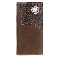 Montana West Men's Rodeo Wallet Western Handcrafted Leather Tooled Ladies Wallets Holds Checkbook Credit Cards Bills (Brown FLRL)